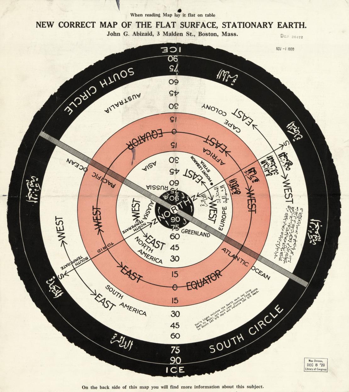 New correct map of the flat surface, stationary earth — actual institutional image