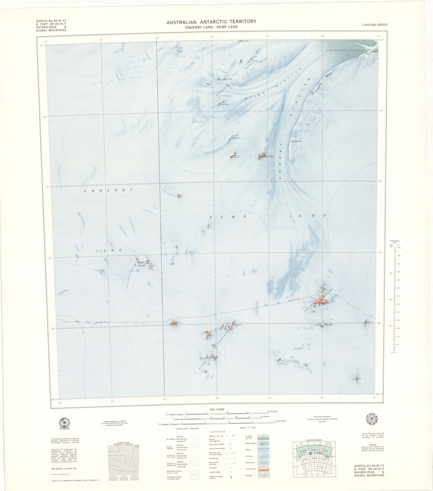 Sheets SQ 40-41/13 & Part SR 40-41/1 Rayner Peak & Dismal Mountains, Enderby Land - Kemp Land, Australian Antarctic Territory [SQ 39-40/15 & Part SR 39-40/3] — actual institutional image