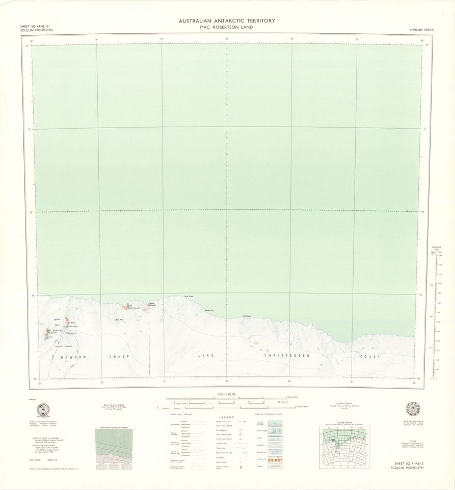 Sheet SQ 41-42/15 Scullin Monolith, Mac. Robertson Land, Australian Antarctic Territory — actual institutional image
