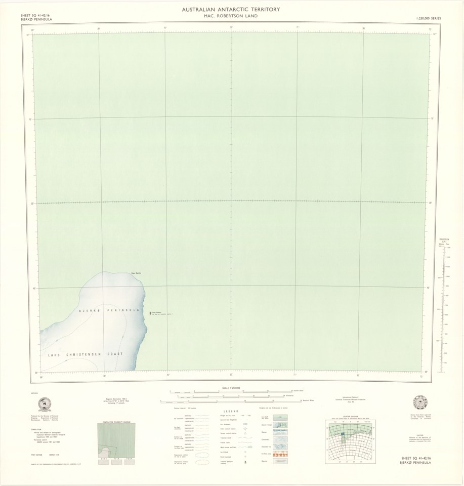 Sheet SQ 41-42/16 Bjerko Peninsula, Mac.Robertson Land, Australian Antarctic Territory — actual institutional image