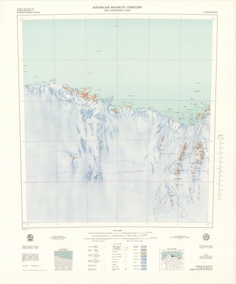 Sheets SQ 40-41/15 & Part SR 40-41/3 Mawson & Mount Twintop, Mac. Robertson Land, Australian Antarctic Territory [SQ 41-42/13 & SR 41-42/1] — actual institutional image