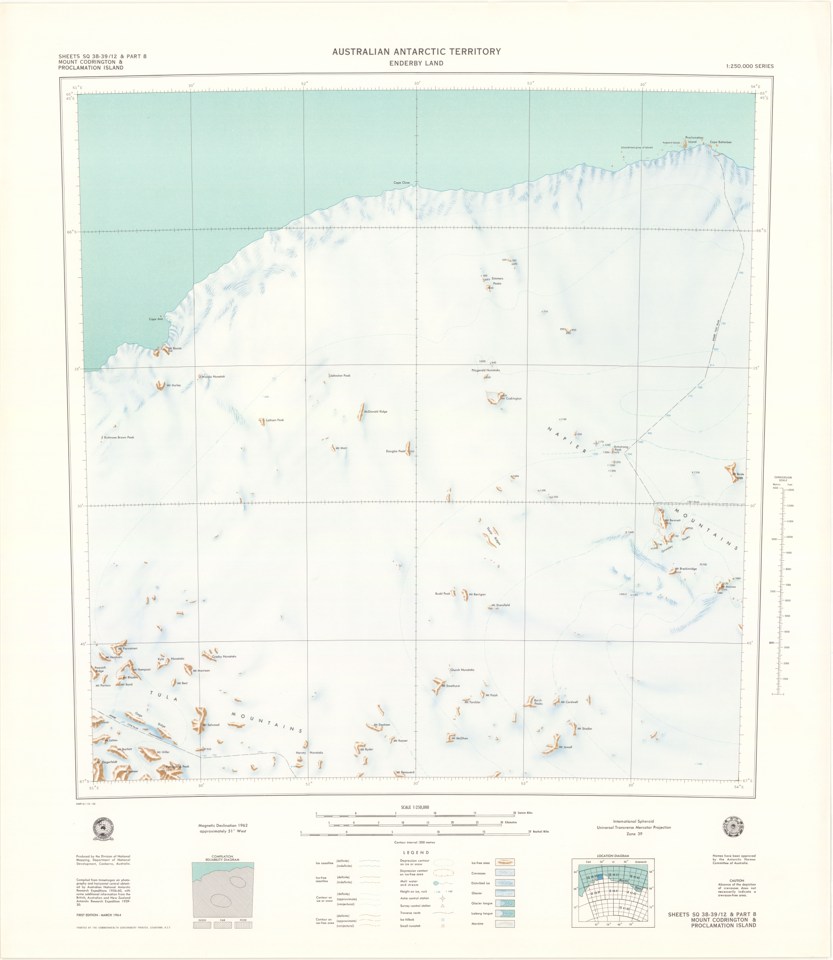 Sheets SQ 38-39/12 & Part 8 Mount Codrington & Proclamation Island, Enderby Land, Australian Antarctic Territory [SQ 39-40/10 & Part 6] — actual institutional image